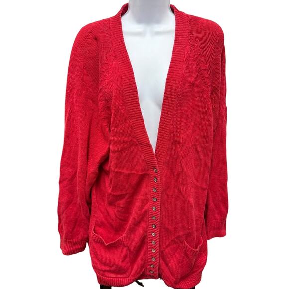alyssa brooke Sweaters - VTG 80's Alyssa Brooke Knit Sweater XXL Red Acrylic Deep V Neck Preppy Oversized